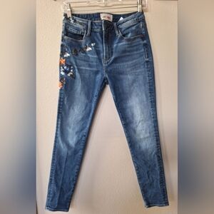 DRIFTWOOD Jackie Floral Embroidered Stretch Skinny Jeans Womens Size 26x28